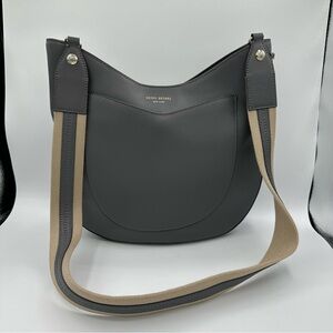 Henri Bendel West 57th Crossbody Hobo Large Grey Leather Bag with Long Strap